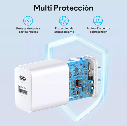 3 Piezas 1hora Cargador Rápida 2en 1 20w Con Cable Ip Gar163 Blanco