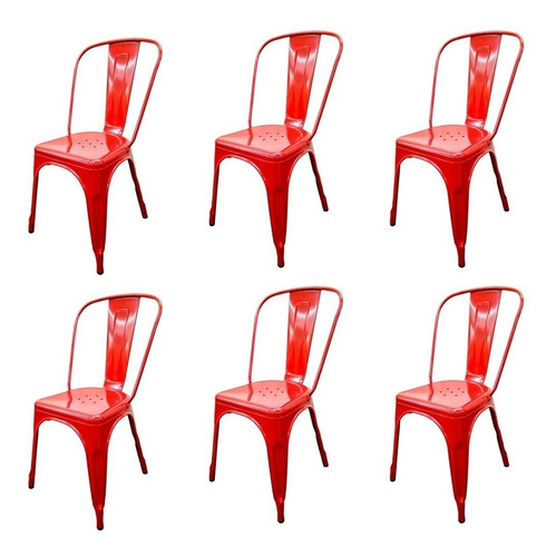 Cadeira de jantar Starway Tolix, estrutura de cor  vermelho-brilhante, 6 unidades