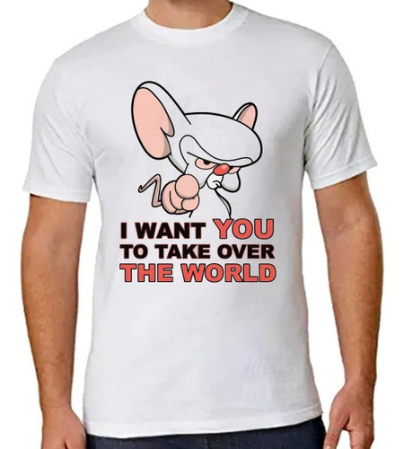 Remera Pinky Y Cerebro Take Over The World (blanca)ideas Mvd