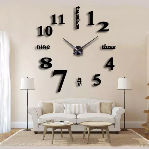 antiguo latín Paralizar Relojes De Pared Decorativos 3d Espejados Negro | Envío gratis