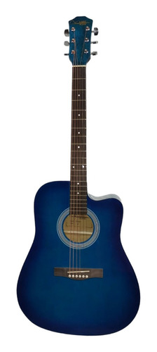 Guitarra Electroacustica Fileteada Azul Con Pastilla 4 Band 
