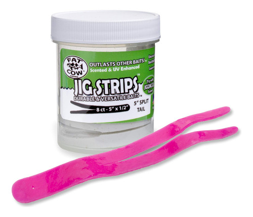 (hot Bubblegum) - Jig Strips Split Tail - 8 Baits, 13cm X 1