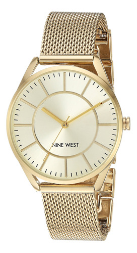 Reloj De Pulsera De Malla Dorada Nine West Nw / 1922chgb Par