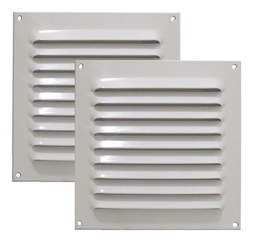 Imagem 1 de 5 de Kit 2 Grades Ventilação Quadrada Alumínio Branca Itc 20x20cm