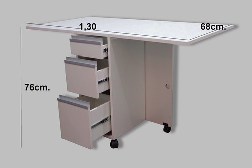 Mesa Plegable Cocina Con Cajones Manija Perfil Aluminio.