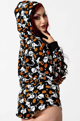 Pijama Killstar Croptop Manga Larga Estilo Halloween