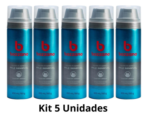 Kit 5 Espuma De Barbear Bozzano Pele Sensível 200ml