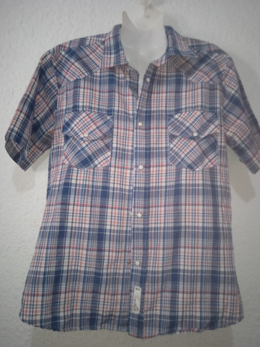 Camisa De Hombre Manga Corta A Cuadros Talle M Nueva,divina