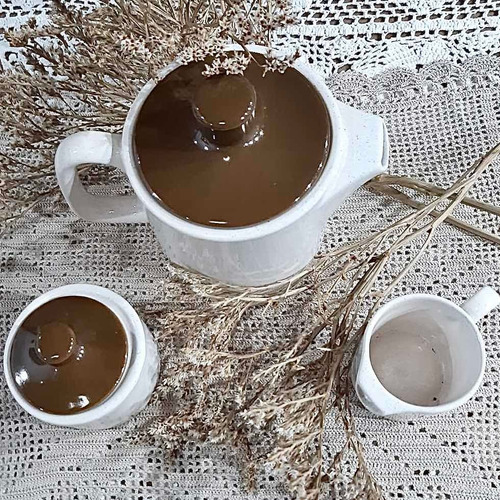 Servicio De Té Retro De Cerámica Esmaltada