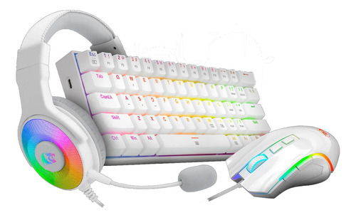 Combo Gamer 3 En 1 Teclado, Mouse Y Headset Redragon White