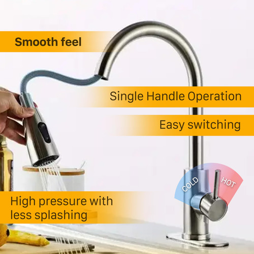 Grifo Cocina Rociador Extensible Monomando Inoxidable 3 Modo