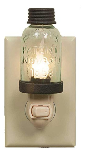 Mini Mason Jar Night Light En Color Marrón Metal Rústico