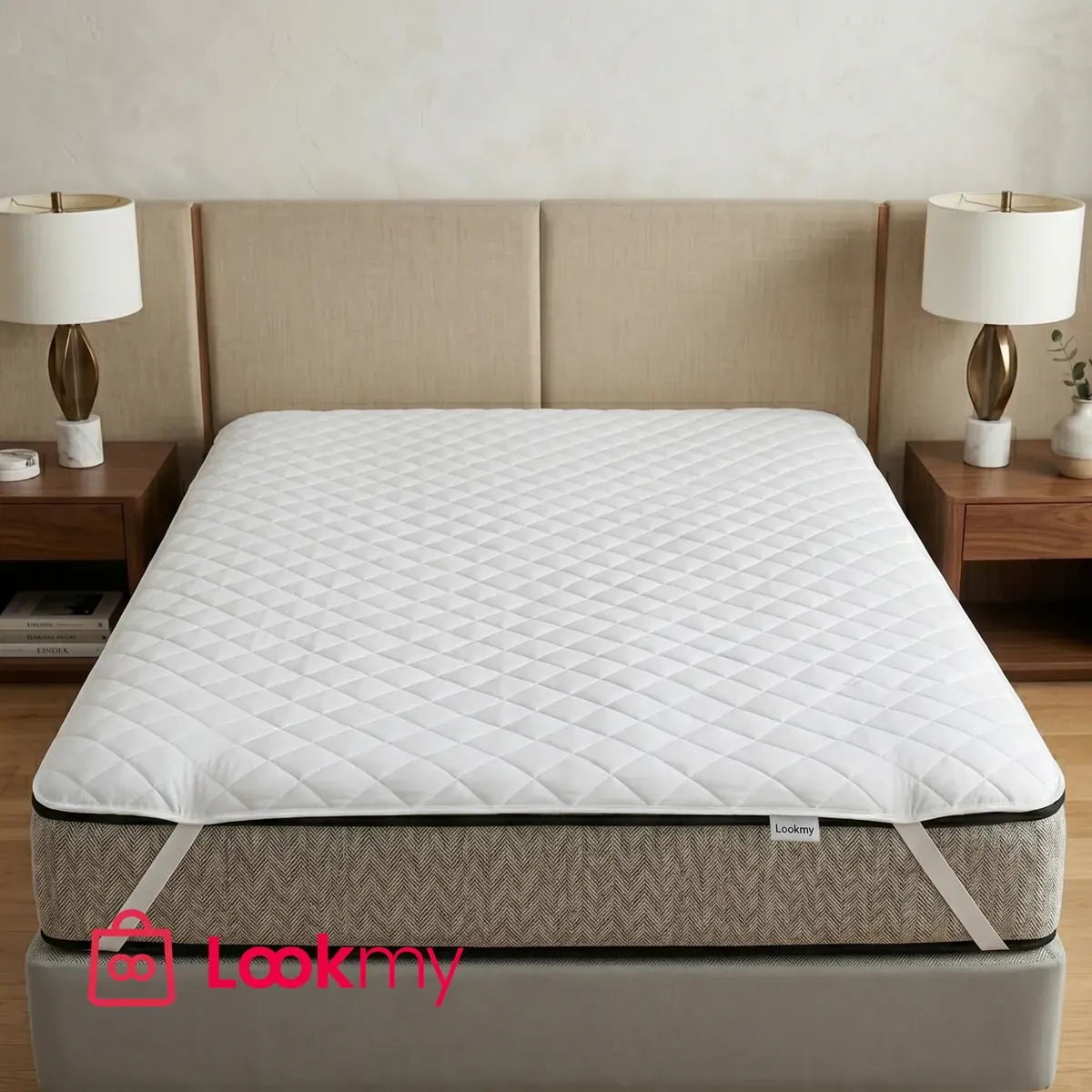 Cubrecolchón 190x150 Cm Lookmy Matelaseado Cosido Tipo Hotelero 2 Plazas Y Media | Protector De Colchón Respirable Ajustable 4 Elásticos Reforzados 190 X 150 | Cobertor Liso Cama sommier 190x150