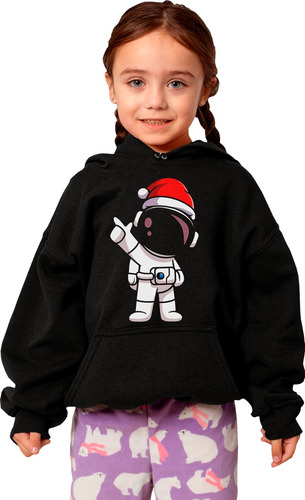 Sudadera Niña O Niño Negra Navideña Astronauta 