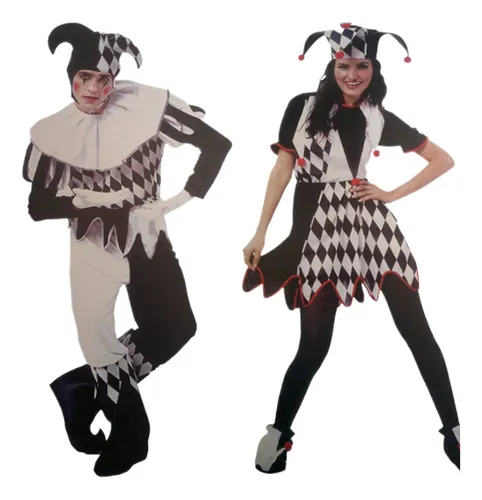 comprar Disfraces De Carnaval De Halloween Para Hombres Y Mujeres, Divertido Cosplay, Disfraces De Payasos Con Sombrero, Innovadores Trajes En Blanco Y Negro