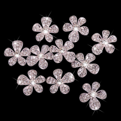 20 Piezas F Crystal Flower Rhinestone Botones Diy Craft