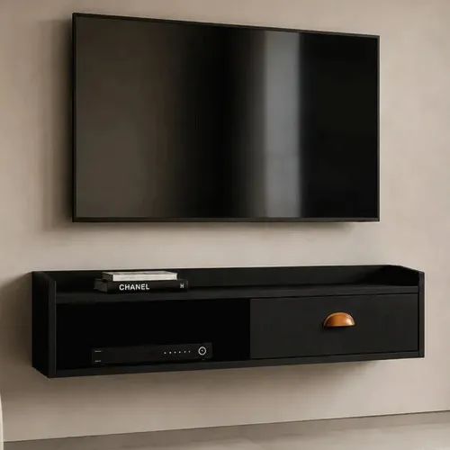 Rack Suspenso Bancada Parede Em Mdp Industrial 90x27x23cm Preto