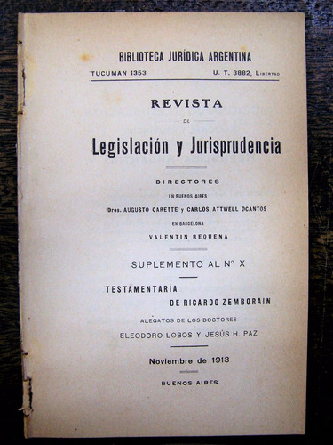 Revista De Legislacion Y Jurisprudencia * Noviembre 1913 *