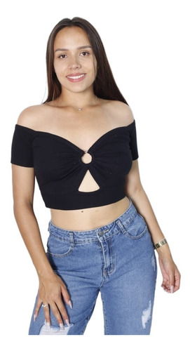 Pack3 Polera De Mujer Crop Top Rib  N°10