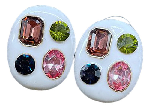 3 Stud Pendientes De Moda Retro, Resina Incrustada, Aro