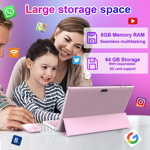 Yqsavior Android 14, 2 En 1 Tablet 10 Pulgadas Con Teclad...