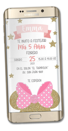 Invitación Digital De Minnie Dorada