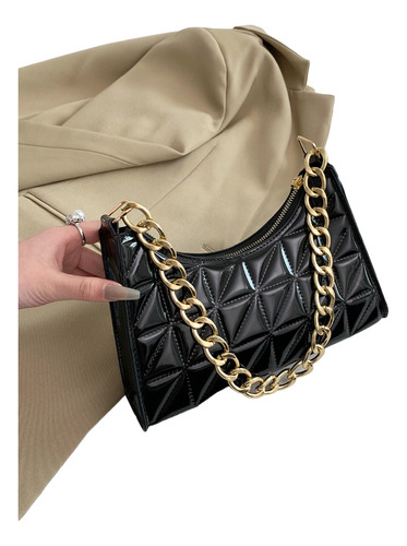 Cartera / Bolso Shein Baguette Charol Con Cadena / De  Mujer