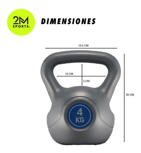 Imagen 2 de 8 de Pesa Rusa Kettlebell 4 Kg Importada Fitness Entrenamiento