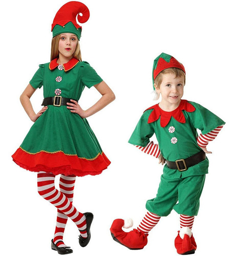 Disfraz Elfo De Navidad For Niña Chico,santas Little Helper