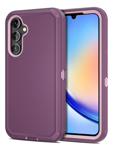 Funda Jiunai Hibrida Para Galaxy A34 Color Purpura