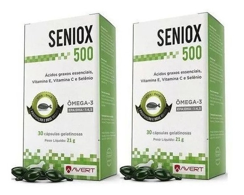 Seniox 500mg Kit 2 Caixas 30 Cápsulas Omega 3 Cães E Gatos