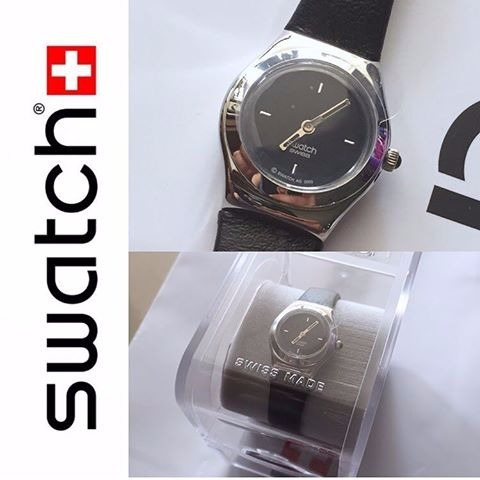 Reloj Swatch Irony Dama Nuevo Piel Negro Yss151c Acero New