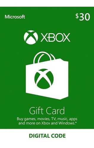 Tarjeta Gift Card Xbox De 30 Dólares (usa)