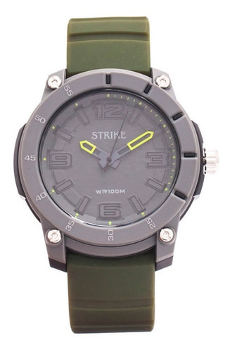 Reloj Strike Watch Análogo Aq1194-4fac-gnbk Hombre Original Color de la correa Verde Color del fondo Gris