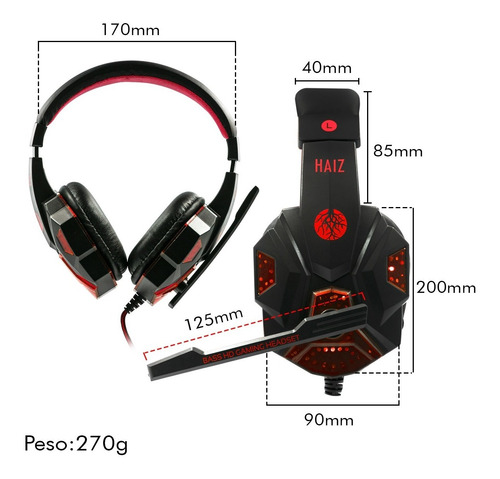 Imagem 7 de 10 de Kit Gamer Haiz Teclado Semi Mecanico Headset E Mouse C/ Led