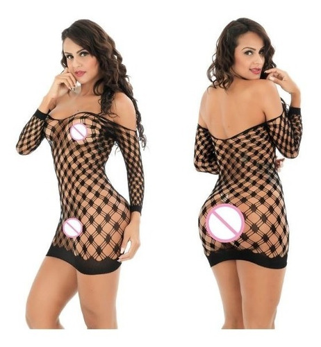 Lenceria Erotica Liguero Sexy Encaje Fishnet Red Vestido