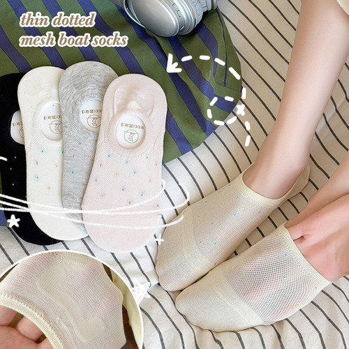 5 Pares De Calcetines De Algodón Para Mujer Con Lunares De C