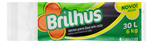 Saco Para Lixo Em Rolo Tipo B Com 30 Unidades De 30 Litros Preto Brilhus