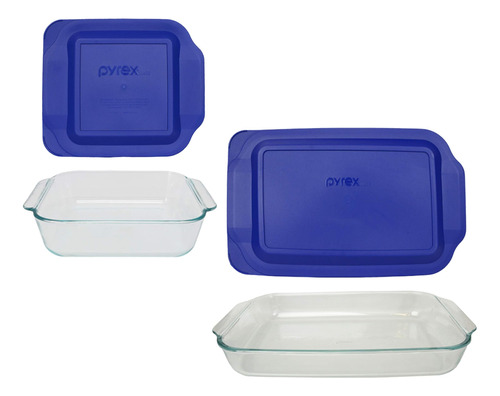 Paquete Pyrex - 4 Artículos: Plato De Vidrio De Un Cuarto De