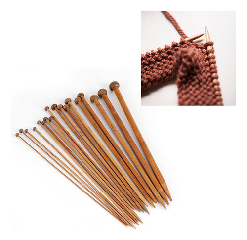 Conjunto De Agulhas De Tricô De Bambu, Carbonizado De Ponta