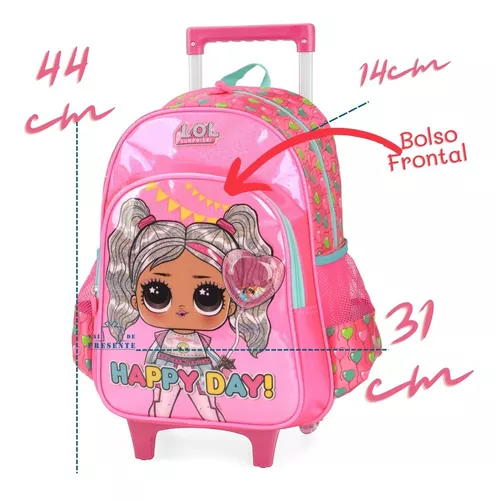 Kit Mochila Escolar Infantil LOL BFFS 4 Eva Com Rodinhas - Chic