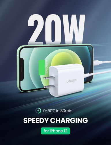 Cargador Usb C Ugreen 20w Power Delivery Para iPhone