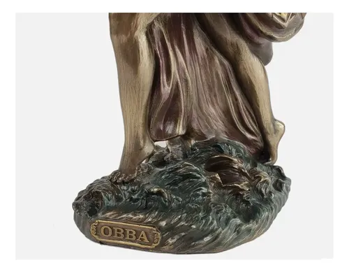 Estátua Orixá Obá 18 cm Resina Bronze Veronese Collection