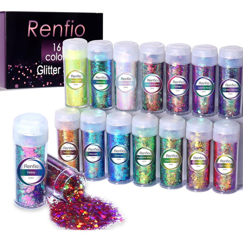 Renfio Camaleón Chunky Glitter, 16 Colores Cambio De Color R