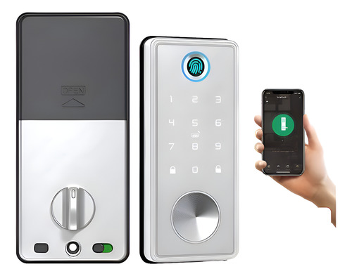Fechadura Digital Wifi Sem Maçaneta Prova D'agua Prata Luxo