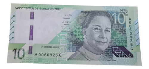 Billetes Mundiales Peru 10 Soles 2019 Chabuca Granda, Vicuña