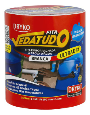 Super Fita Veda Tudo 10cm X 1,50m Branca Dryko