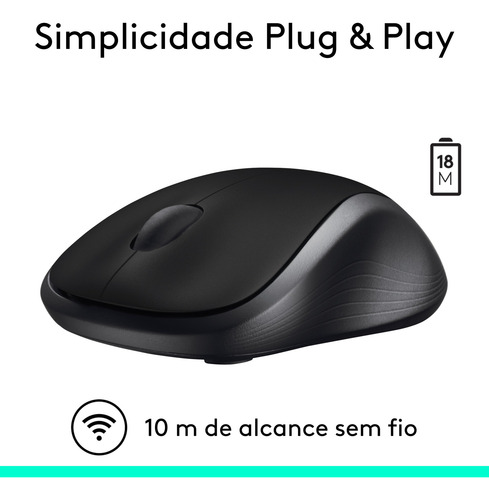 Mouse Sem Fio Logitech M310 Preto Preto