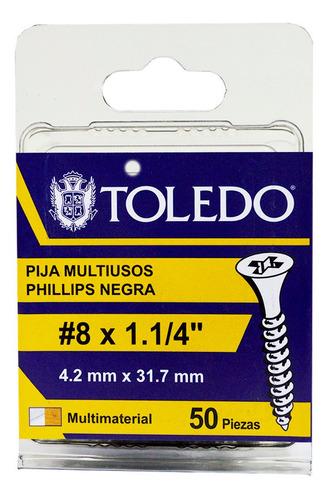 Tornillo Pija Multiusos Ph Negra #8 X 1.1/4 50pz Toledo