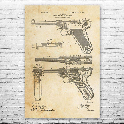 Ww2 Luger Pistol Poster Print, Ww2 Decor,  B083vxln25_200424